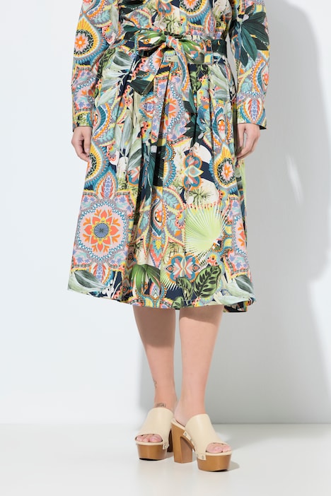 Gonna Ulla Popken da campionario in blu marino multicolore