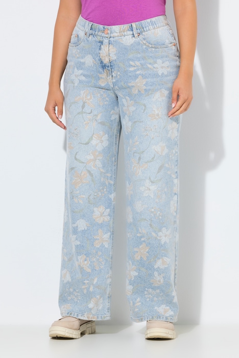 Ulla Popken jeans Mary con stampa floreale denim chiaro campionario