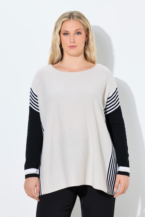 Ulla Popken maglia pullover bicolore grigio-beige