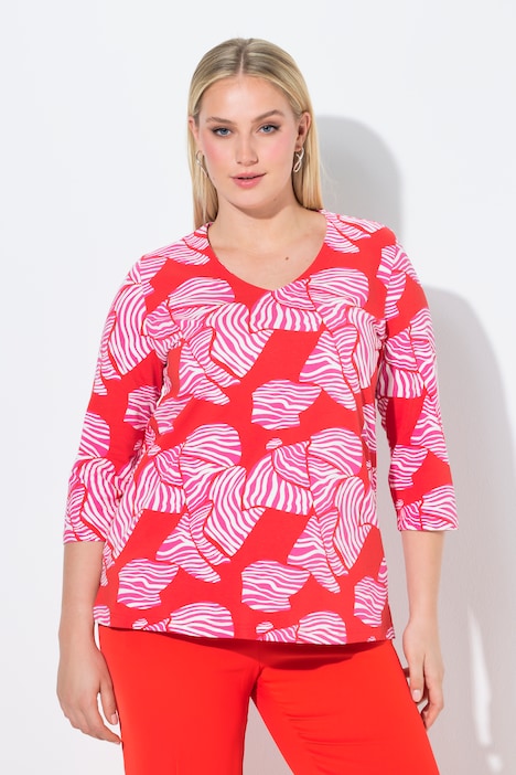 Maglia Ulla Popken rossa con stampa grafica bianca da campionario