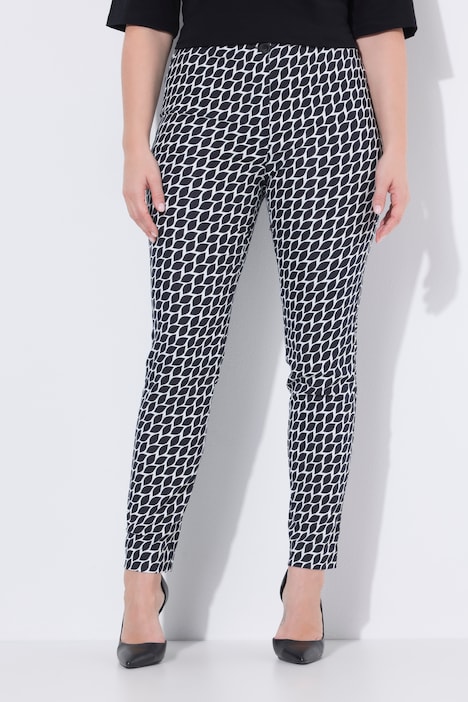 Pantaloni Ulla Popken da campionario in nero/bianco stampato