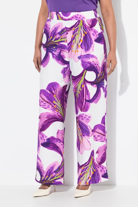 Ulla Popken pantaloni floreali viola taglia 48-50