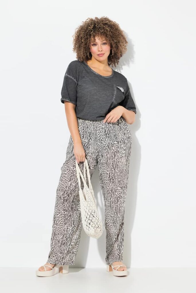 Ulla Popken pantaloni bianchi stampa zebra taglia 48-50