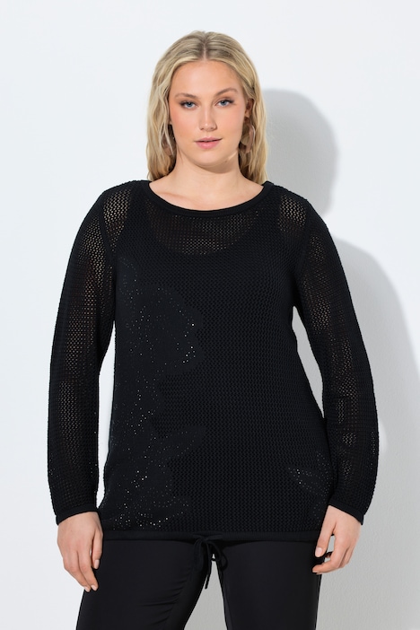 Ulla Popken Pullover floreale nero da campionario