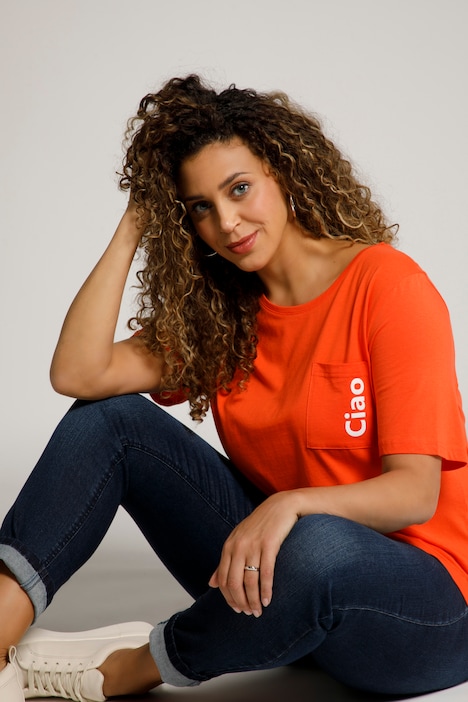 T-shirt arancione in cotone Ulla Popken taglia 48-50