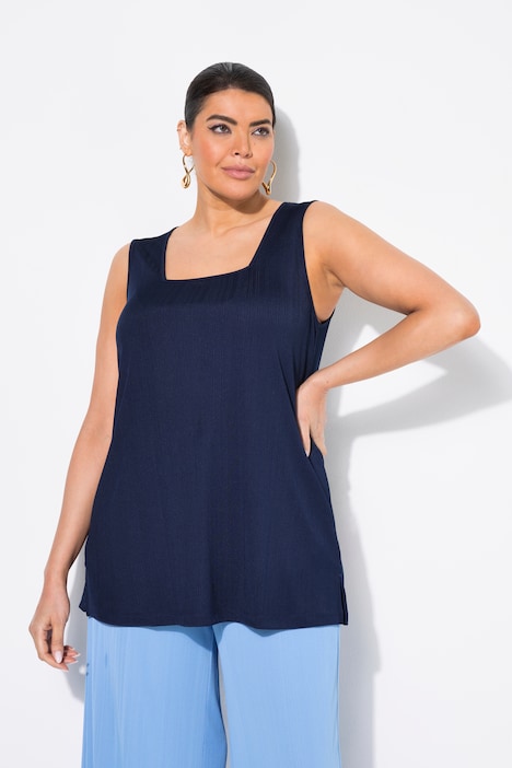 Ulla Popken Top in jersey a costine blu marine da campionario