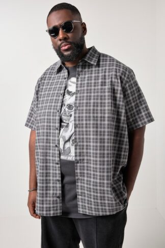 Camicia uomo a quadri grigia JP1880 taglia L campionario JP1880 vista frontale