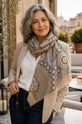 Foulard fantasia Soya Concept SC-FOTINA 1 indossato da modella