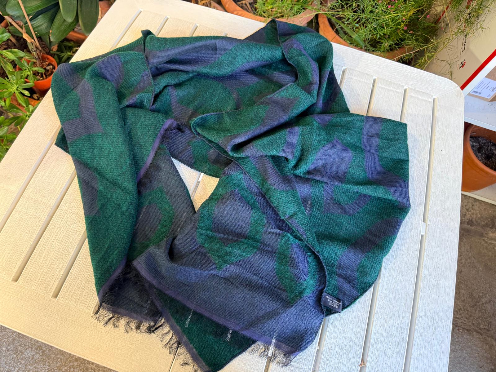 Foulard tartan La Sciarperia blu e verde dettaglio 1