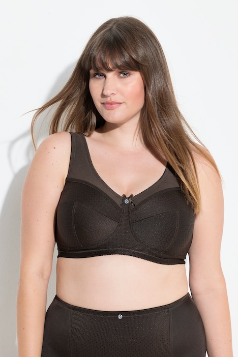 Reggiseno sostenitivo senza ferretto con texture e coppa C-H Ulla Popken colore marrone pino vista retro