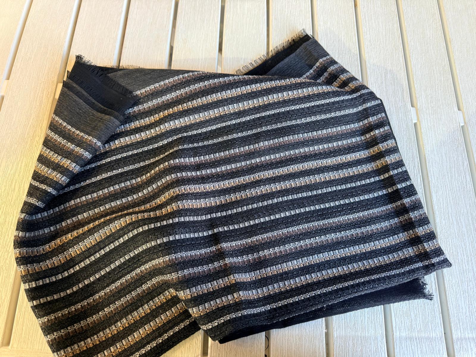 Sciarpa a righe La Sciarperia blu e taupe