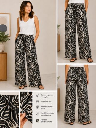 Pantaloni palazzo Soya Concept SC-Ritza 4 nero e crema