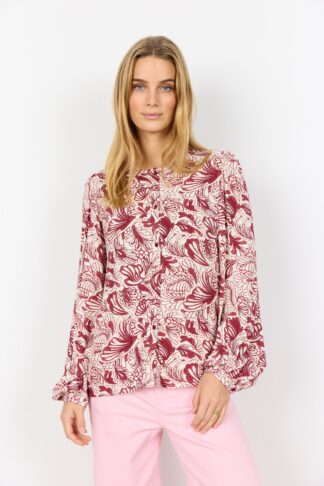 Camicia fantasia botanica Soya Concept SC-Bayan 1 bordeaux colore Bordeaux