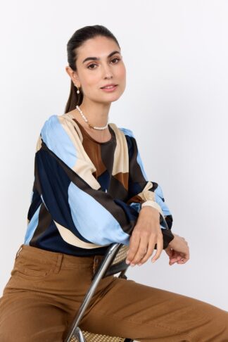 Blusa fantasia Soya Concept SC-Bell 1 azzurro chiaro vista frontale