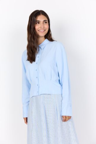 Camicia in viscosa e lino Soya Concept SC-Cala 2 azzurro chiaro colore Azzurro Chiaro