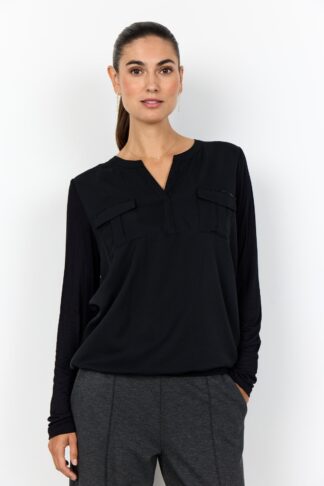 Blusa fluida Soya Concept SC-Hermine 1 nero e panna colore Nero