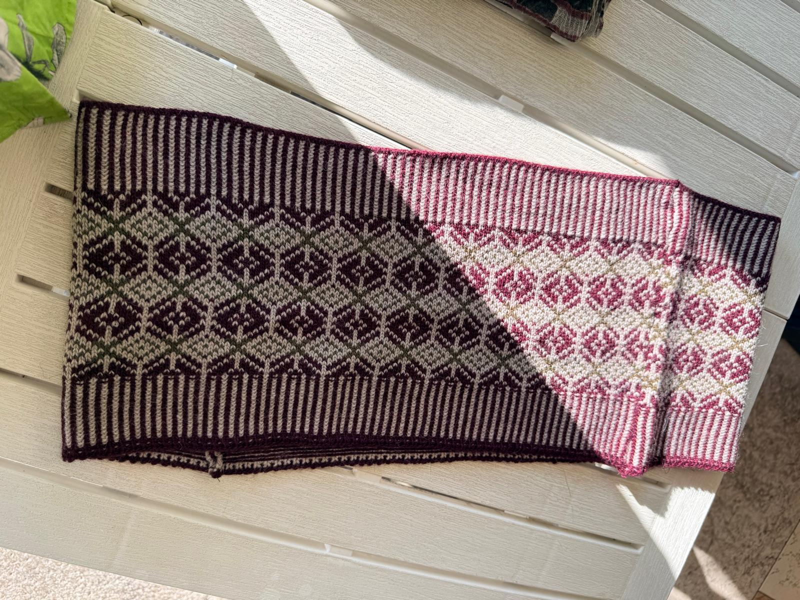 Sciarpa jacquard Soya Concept bordeaux e rosa