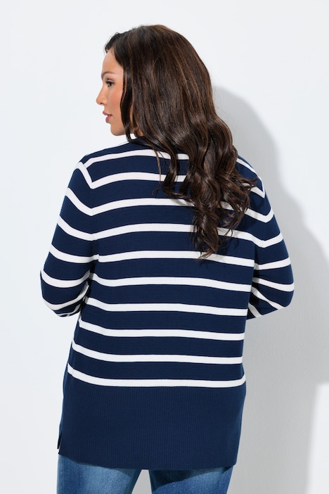 Ulla Popken Cardigan a righe con scollo a V e maniche lunghe fantasia taglia 48/50 campionario vista 3