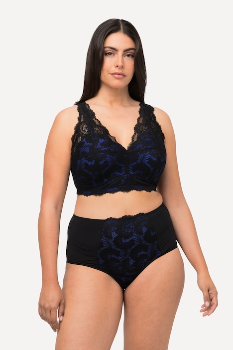 Ulla Popken bralette senza ferretto con coppe morbide, pizzo e coppa B-E taglia 85, immagine principale con modello