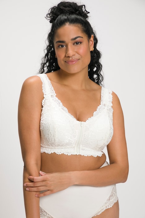 Ulla Popken bralette senza ferretto con pizzo e zip taglia 95, immagine principale con modello