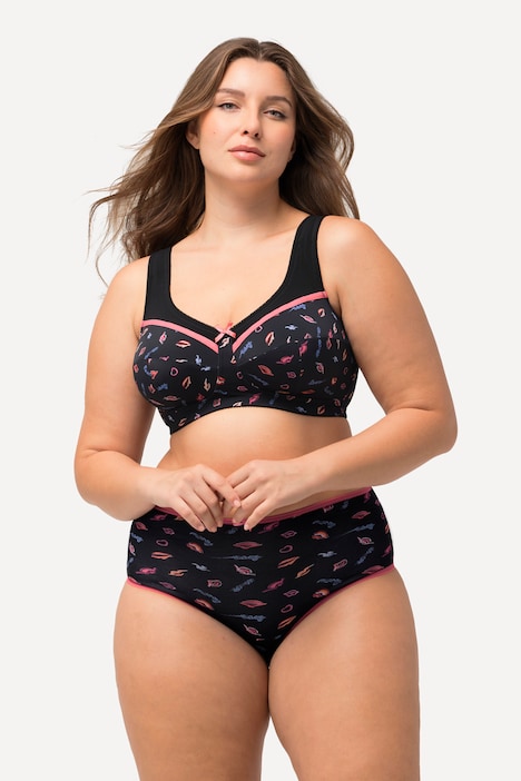 Ulla Popken reggiseno sostenitivo senza ferretto con labbra e coppa C-F nero taglia 85, vista prodotto 2