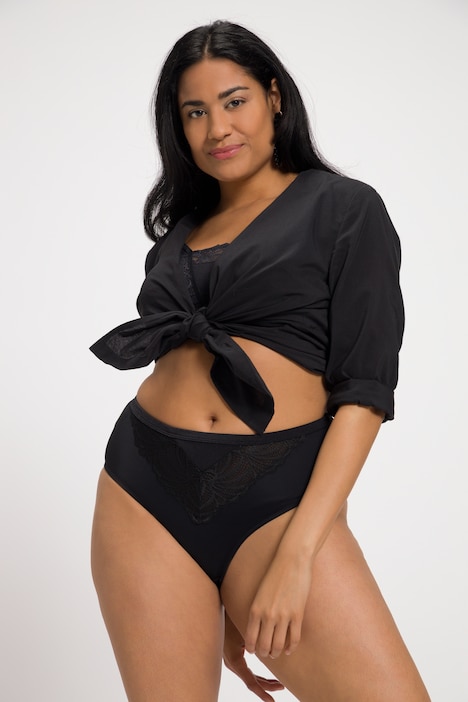 Ulla Popken slip midi in microfibra con pizzo nero taglia 48/50, vista prodotto 2