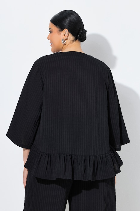 Giacca a kimono, oversize, orlo con volant, senza chiusura Ulla Popken 850222 Nero