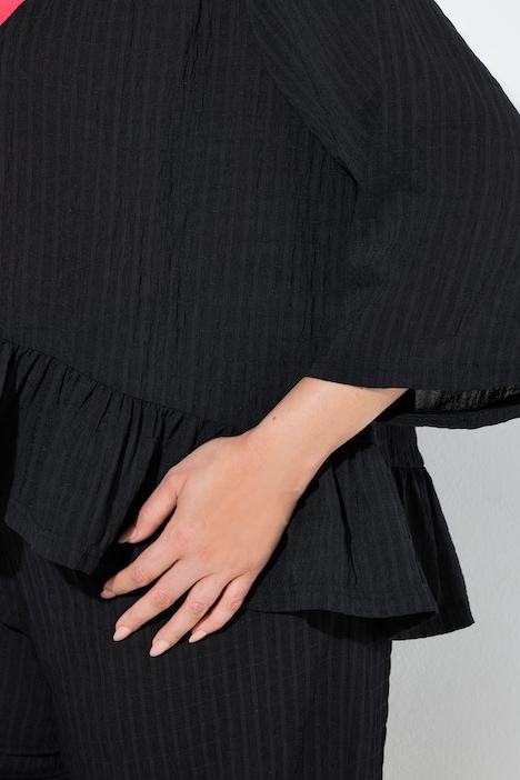Giacca a kimono, oversize, orlo con volant, senza chiusura Ulla Popken 850222 Nero