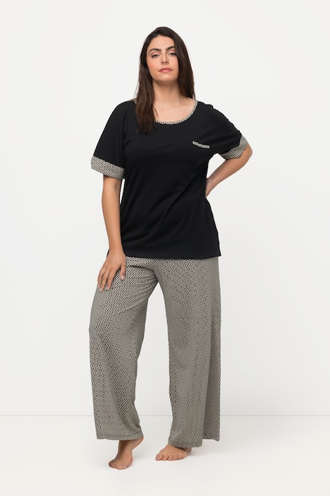 Pigiama in modal e cotone Ulla Popken colore nero indossato