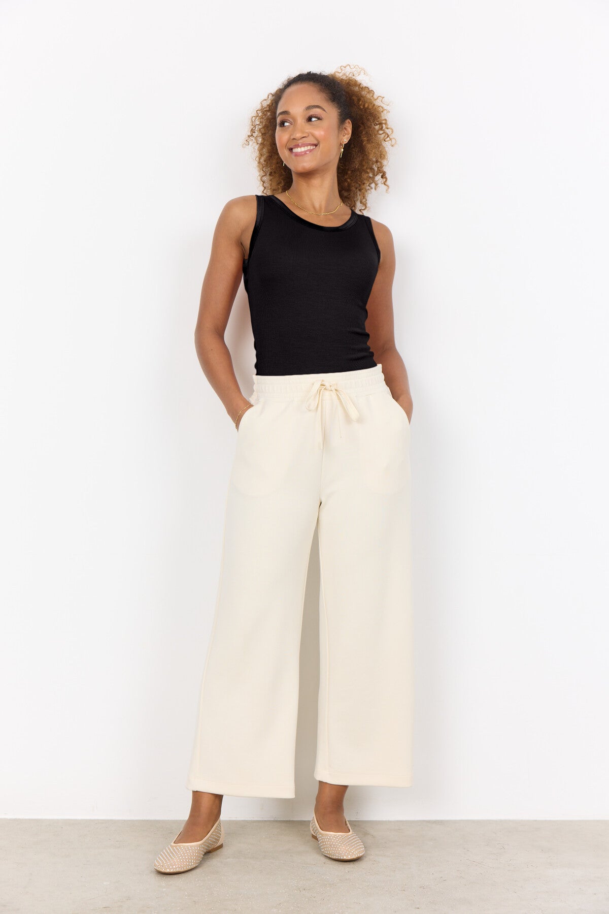 Pantalone morbido Soya Concept SC-BANU 26 crema, rosso e marrone