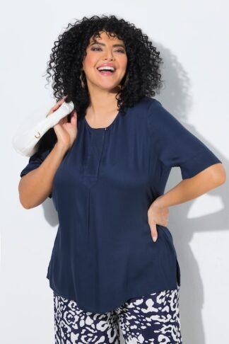 Maglia dal taglio svasato con inserto trapuntato e mezze maniche Ulla Popken 792119770
