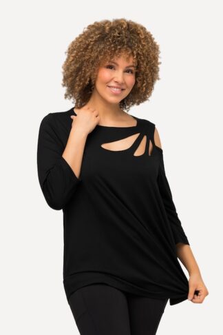 Maglia dal taglio svasato con aperture scollo a barca e maniche a 3/4 Ulla Popken 805091100