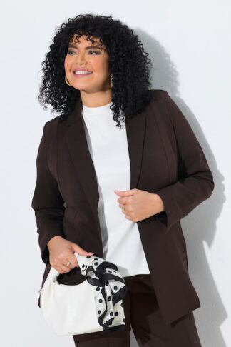 Blazer di comodo jersey elasticizzato con taglio svasato e revers Ulla Popken 812754115