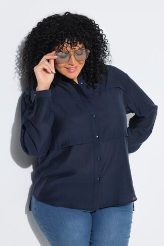 Camicia oversize pieghe trasversali colletto classico maniche lunghe Ulla Popken 850936770