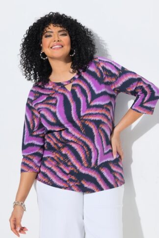 T-shirt stampa animalier classic-fit scollo tondo maniche a 3/4 Ulla Popken 850961770