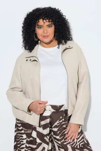 Giacca stile biker similpelle collo alto maniche lunghe Ulla Popken 851329307