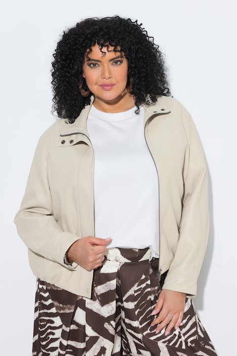 Giacca stile biker similpelle collo alto maniche lunghe Ulla Popken 851329307