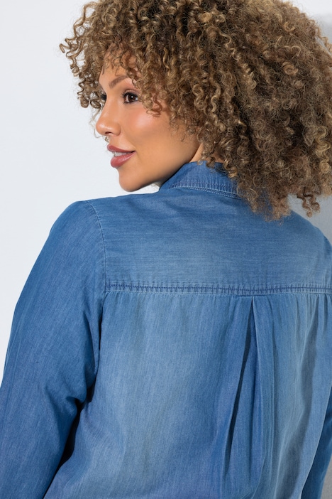 Camicia in denim colletto classico taschino sul petto maniche lunghe Ulla Popken 851690902 - immagine 2