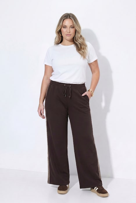 Pantaloni crop bande laterali gamba ampia coulisse regolabile Ulla Popken 852223115 - immagine 5
