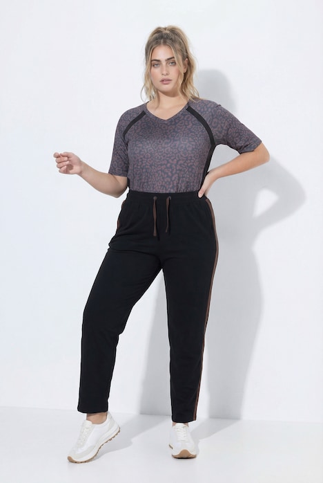 Pantaloni joggers sportivi bande laterali coulisse regolabile Ulla Popken 852251100 - immagine 4