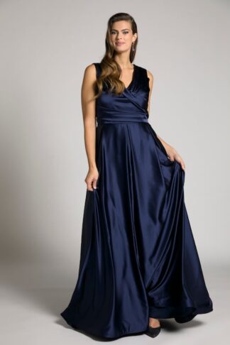 Abito da Sera con Drappeggi Marina blu marine, indossato da modella