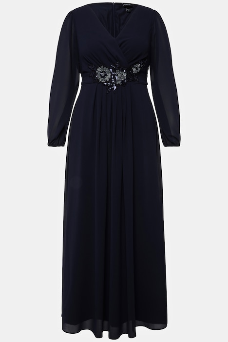 Ulla Popken Abito con manica lunga e spacco blu marine - immagine 2