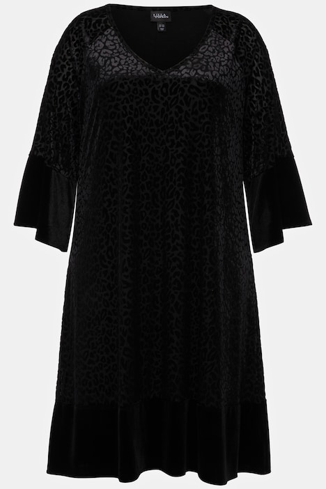 Ulla Popken abito midi svasato con design leopardato e maniche a 3/4 - immagine 2