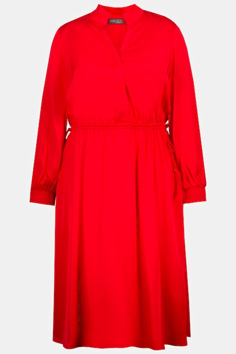 Ulla Popken Abito in raso tinta unita rosso papavero - immagine 2