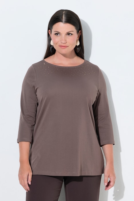 Ulla Popken Camicia con pietre decorative e scollo a barca - immagine 2