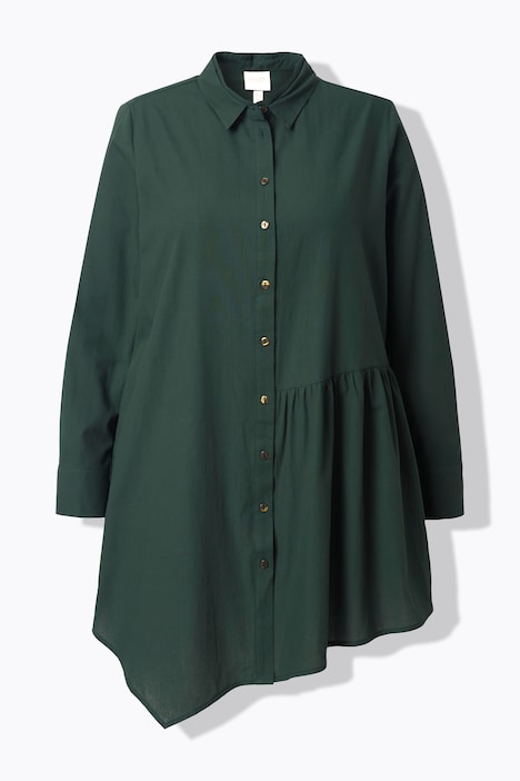 Ulla Popken camicia lunga asimmetrica con volant verde smeraldo - immagine 2