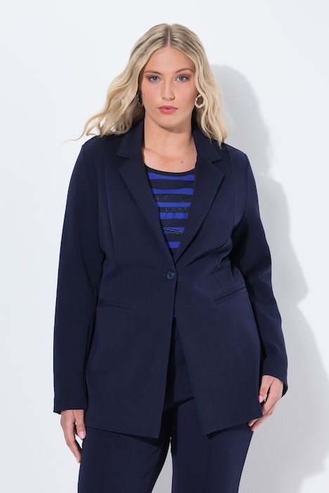 Ulla Popken Blazer in jersey elasticizzato con taglio svasato e rever - immagine 2