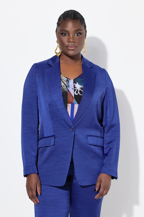 Ulla Popken Blazer con Revers e Texture Blu Navy - immagine 2