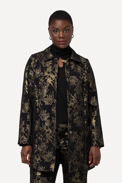 giacca jacquard nero e oro nero e oro, indossato da modella