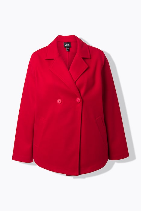 Ulla Popken Giacca a doppio petto in pile svasata color salsa - immagine 2